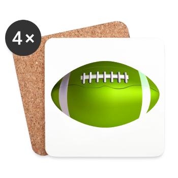 Lime Rugby Ball Print - Coasters (set of 4) - white - Front