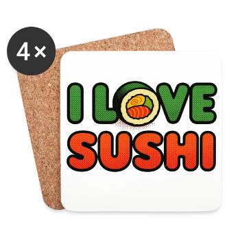 J’adore les sushis dans un look rétro - Dessous de verre (lot de 4) - blanc - Devant