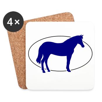 Kobaltblaues Pferd Silhouette - Untersetzer (4er-Set) - Weiß - Vorne