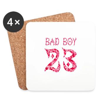 Bad Boy 23 Floral Pink Design - Coasters (set of 4) - white - Front