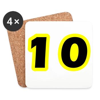 10 Symbole numérique - Dessous de verre (lot de 4) - blanc - Devant