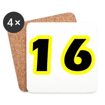 Symbole numérique 16 - Dessous de verre (lot de 4) - blanc - Devant