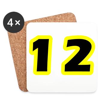 12 Symbole numérique - Dessous de verre (lot de 4) - blanc - Devant