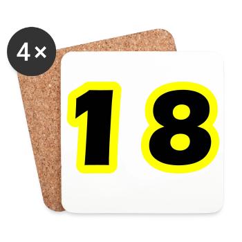 18 Number symbol - Coasters (set of 4) - white - Front