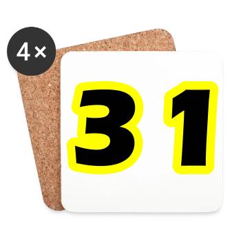 Symbole du chiffre 31 - Dessous de verre (lot de 4) - blanc - Devant