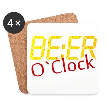 Beer o clock Funny Beer Saying Gift - Coasters (set of 4) - white - Front