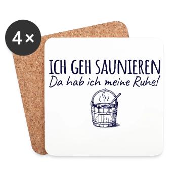Saunieren Da hab ich meine Ruhe - Sauna - Untersetzer (4er-Set) - Weiß - Vorne