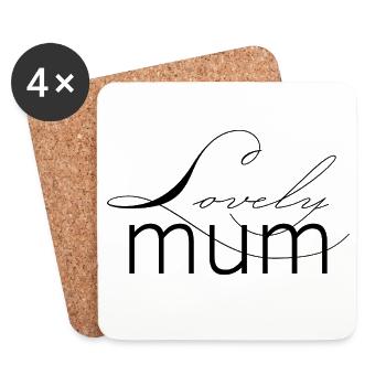 Schriftzug Lovely Mum für die liebevolle Mutter - Untersetzer (4er-Set) - Weiß - Vorne