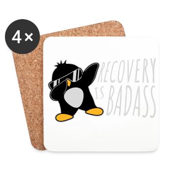 Recovery Is Badass Pinguin Dabbing Dab Dance Pose - Untersetzer (4er-Set) - Weiß - Vorne