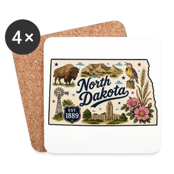 North Dakota Peace Garden State Vintage Sticker - Coasters (set of 4) - white - Front