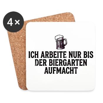 Biergarten Shirt Lustig Ich Arbeite Nur - Untersetzer (4er-Set) - Weiß - Vorne