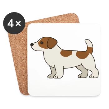 Beagle Cartoon Dog White Brown - Coasters (set of 4) - white - Front