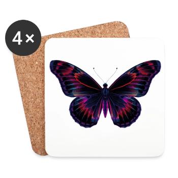 Holographic Neon Butterfly - Coasters (set of 4) - white - Front