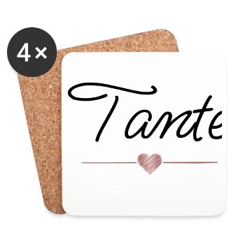 Meilleure tante au cœur – Cadeau familial - Dessous de verre (lot de 4) - blanc - Devant