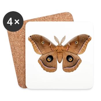 Polyphème Antheraea polyphemus - Dessous de verre (lot de 4) - blanc - Devant