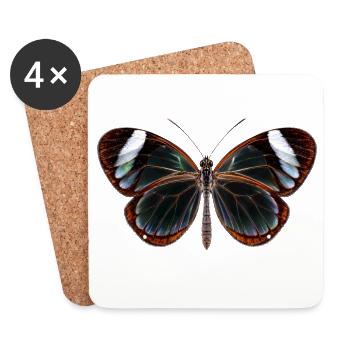 Glasswing Butterfly Greta oto Realistic Style - Coasters (set of 4) - white - Front