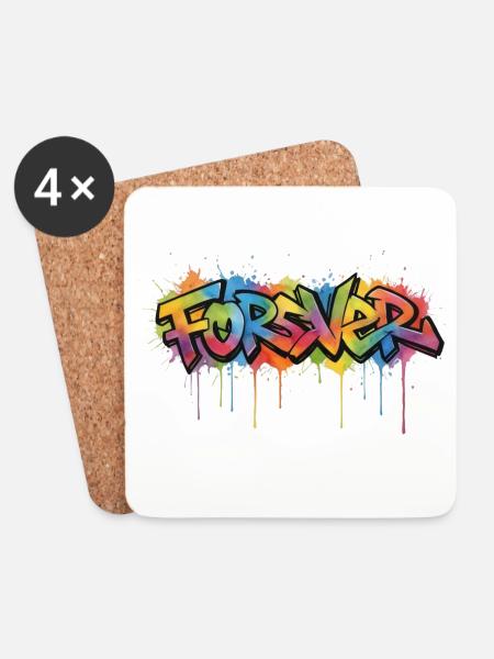Für immer Graffiti-Regenbogen - Untersetzer (4er-Set) - Weiß