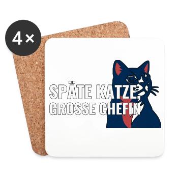Geschenk zur Adoption einer älteren Katze - Untersetzer (4er-Set) - Weiß - Vorne
