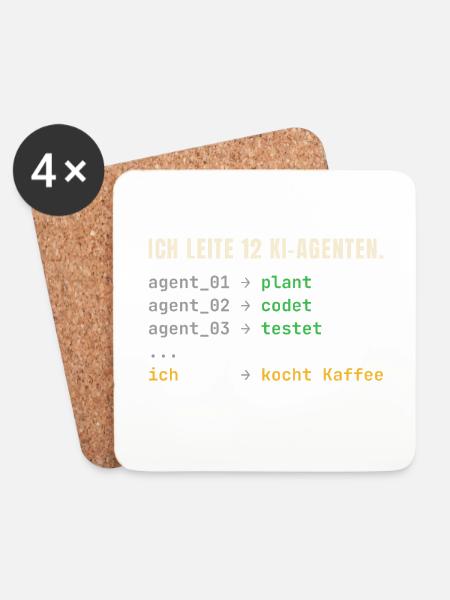 Ich leite 12 KI-Agenten – Chef-Shirt - Untersetzer (4er-Set) - Weiß