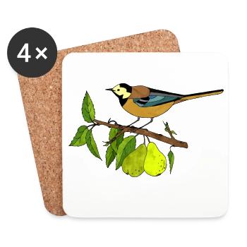 Bunter Vogel - Untersetzer (4er-Set) - Weiß - Vorne