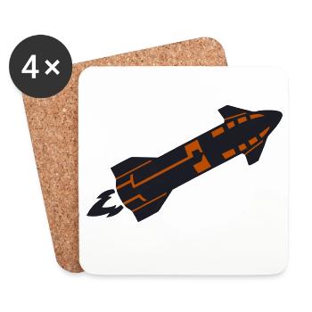 Raumschiff Rakete Silhouette - Untersetzer (4er-Set) - Weiß - Vorne