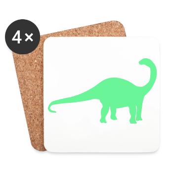 Neon Dino Silhouette - Untersetzer (4er-Set) - Weiß - Vorne