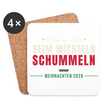 Wird am ehesten beim Wichteln schummeln - Untersetzer (4er-Set) - Weiß - Vorne