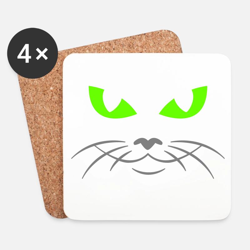 cat face - katzengesicht - Untersetzer (4er-Set) - Weiß