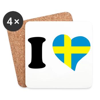 I love Sweden - Coasters (set of 4) - white - Front