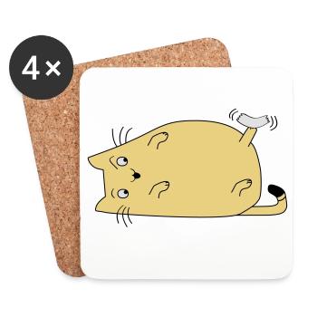 Cat with tape - Coasters (set of 4) - white - Front