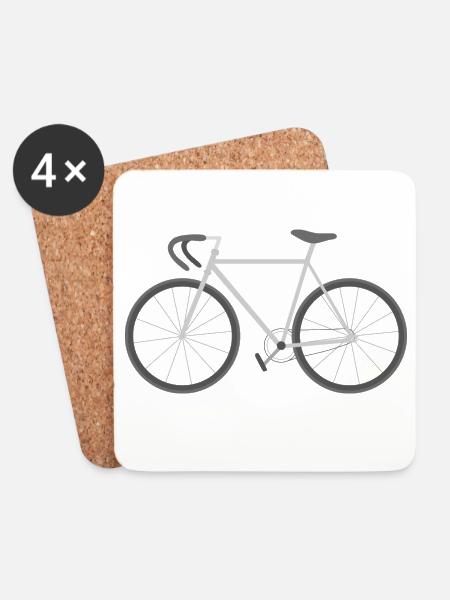 Minimal Fahrrad Silhouette Grafik - Untersetzer (4er-Set) - Weiß