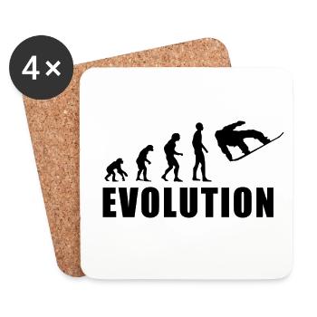 EVOLUTION SNOWBOARD Schnee Winter Geschenk - Untersetzer (4er-Set) - Weiß - Vorne