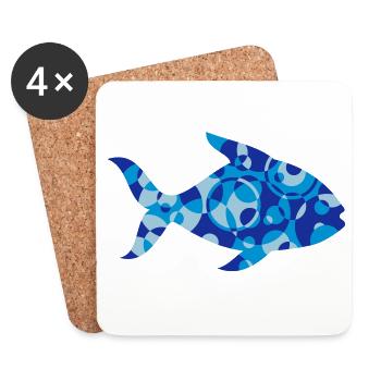A fish made of shapes and patterns - Coasters (set of 4) - white - Front