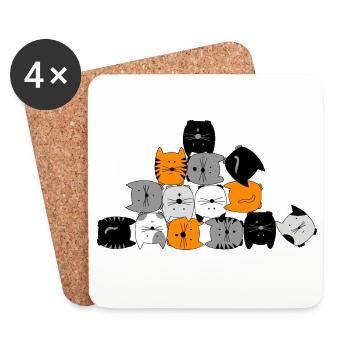 Chat, chat, chat ... miaou - Dessous de verre (lot de 4) - blanc - Devant