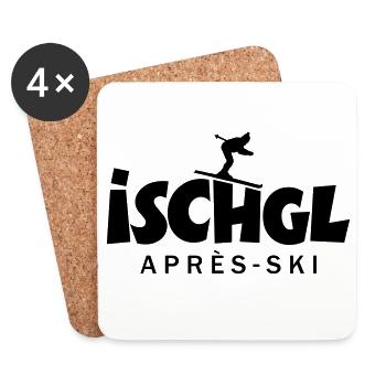 Ischgl Après-Ski Skifahrer - Untersetzer (4er-Set) - Weiß - Vorne