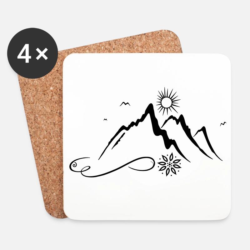 Berg, Wandern, Bergsteigen, hiking, mountain - Untersetzer (4er-Set) - Weiß