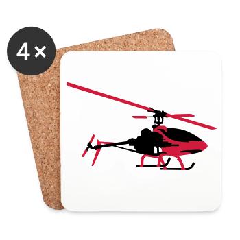 Hubschrauber - Untersetzer (4er-Set) - Weiß - Vorne