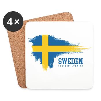 Sweden Flag Splash Pride - Coasters (set of 4) - white - Front