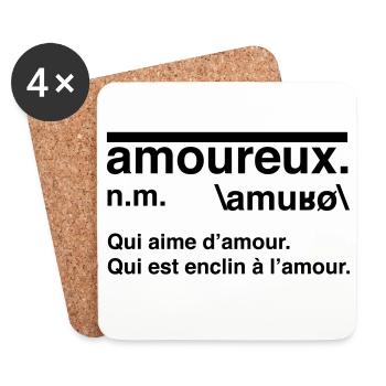 Définition amoureux style dictionnaire - Dessous de verre (lot de 4) - blanc - Devant
