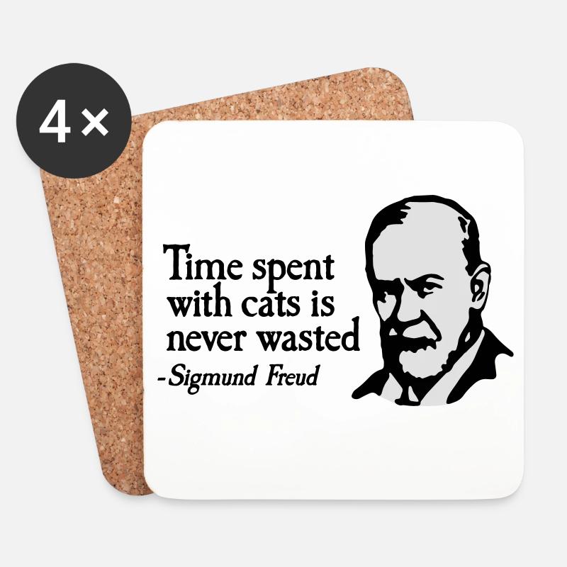 Time spent with cats is never Sigmund Freud - Untersetzer (4er-Set) - Weiß