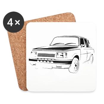 Wartburg Voiture rétro Est Est RDA Symbole Logo Icône - Dessous de verre (lot de 4) - blanc - Devant