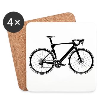 Road Bike Roadbike Symbol Bicycle Sport Gravel - Coasters (set of 4) - white - Front