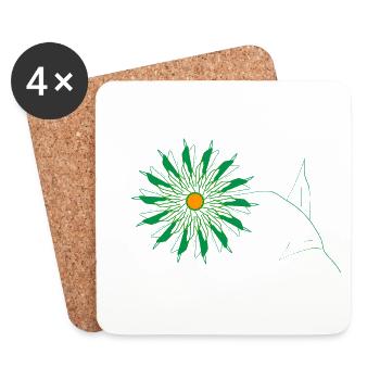 fleur verte - Dessous de verre (lot de 4) - blanc - Devant