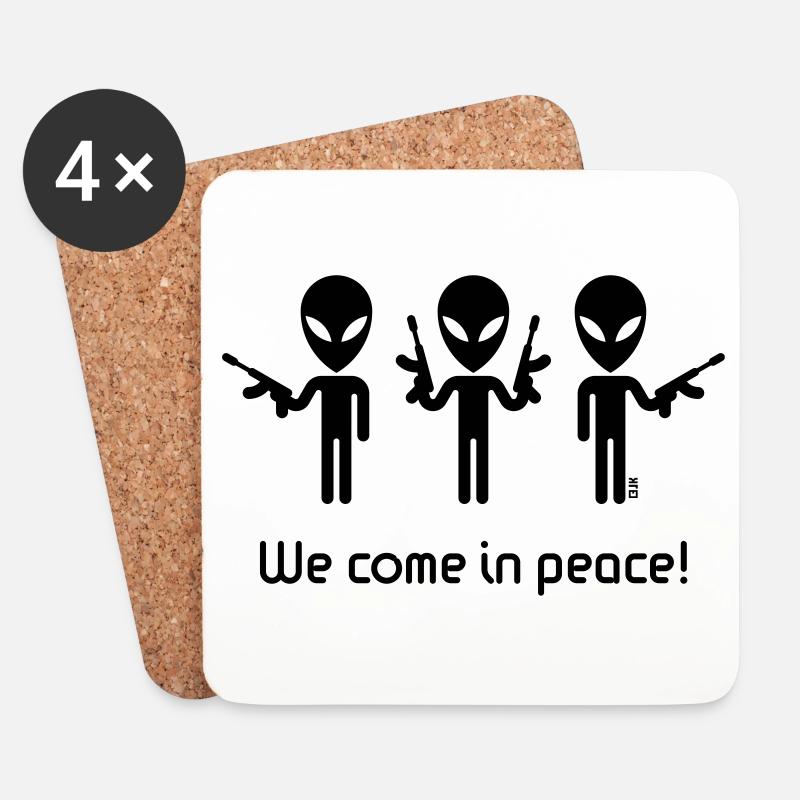 We Come In Peace! (Science Fiction / Space Aliens) - Untersetzer (4er-Set) - Weiß