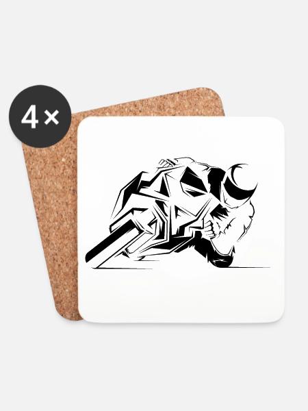 motorrad biker racing symbol icon Symbol Logo - Untersetzer (4er-Set) - Weiß