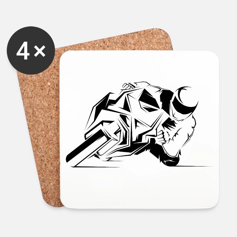 motorrad biker racing symbol icon Symbol Logo - Untersetzer (4er-Set) - Weiß