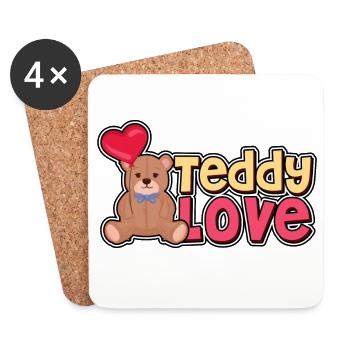 Teddy Liebe - Bär - Bären - Untersetzer (4er-Set) - Weiß - Vorne