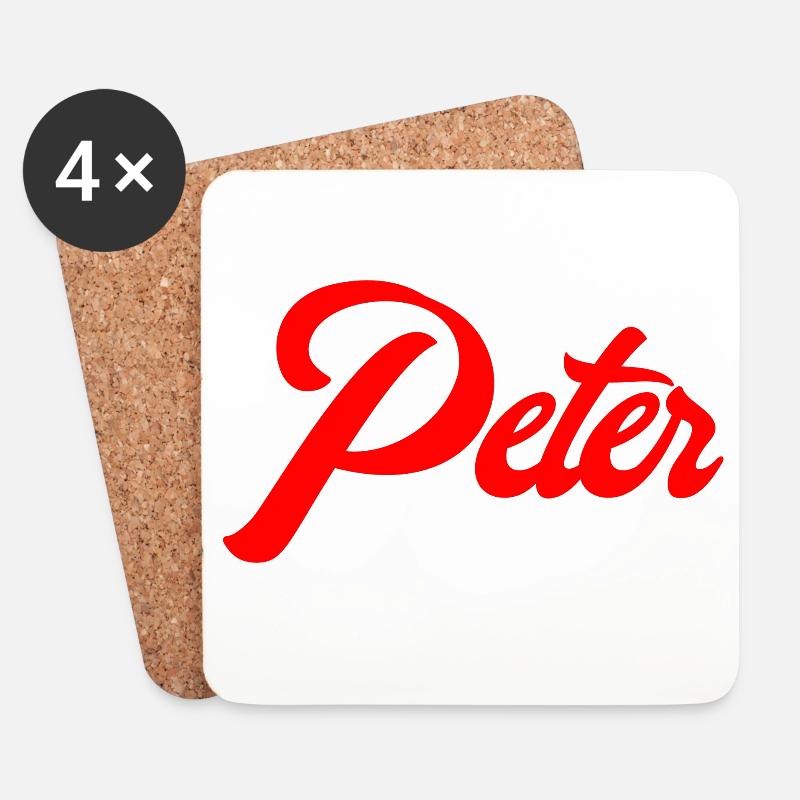 Vintage Red Script Name Peter Design - Untersetzer (4er-Set) - Weiß