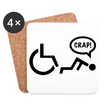 CRAP als Rollstuhlfahrer fällt. Humor Shirt * - Untersetzer (4er-Set) - Weiß - Vorne