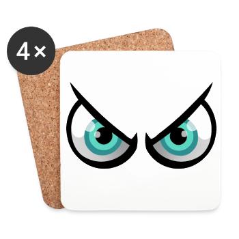 Annoyed cartoon eyes - Coasters (set of 4) - white - Front